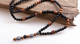 6mm Lava Stones Wood Bead Men's Hematite Buddha Necklace