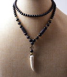 Lava Stones Bead Hematite Cross Charm Pendant Men's Necklace