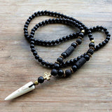 Lava Stones Bead Hematite Cross Charm Pendant Men's Necklace