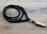 Lava Stones Bead Hematite Cross Charm Pendant Men's Necklace