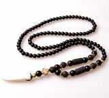 Lava Stones Bead Hematite Cross Charm Pendant Men's Necklace