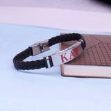 Greek Letter KAY Sign Fraternity Leather Bracelet