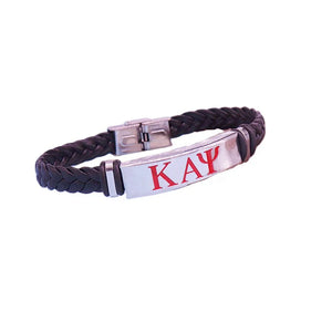 Greek Letter KAY Sign Fraternity Leather Bracelet