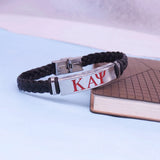 Greek Letter KAY Sign Fraternity Leather Bracelet
