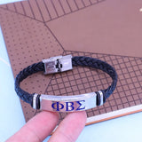 Greek Letter KAY Sign Fraternity Leather Bracelet