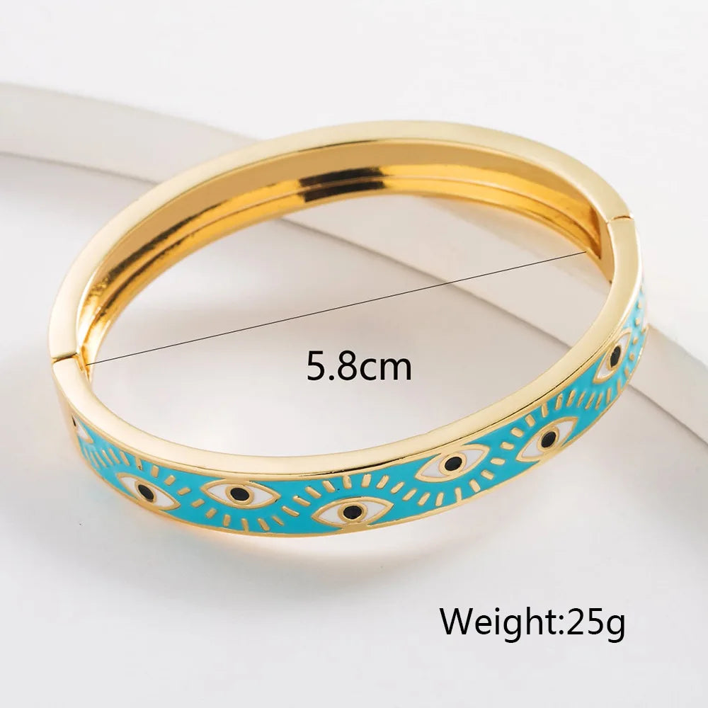 Vintage Bohemian Copper Evil Eye Bracelet for Women Girls