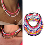 Bohemian Rainbow Heshi Choker Women Necklace Strand African Style Bead Beach Nec