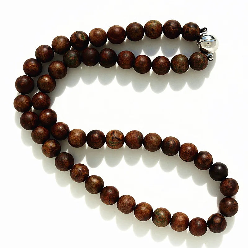 Brown 10mm Stone Bead Necklace with Magnetic Clasps