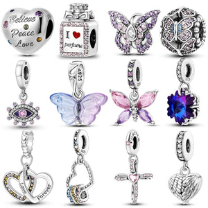 Butterfly Perfume Bottle Heart Charm Bracelet Necklace Pendent DIY Jewelry