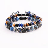 CZ Crown Stone Braided Bracelet Men