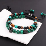 CZ Crown Stone Braided Bracelet Men