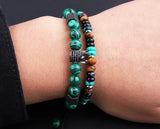 CZ Crown Stone Braided Bracelet Men
