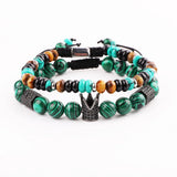 CZ Crown Stone Braided Bracelet Men