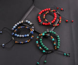 CZ Crown Stone Braided Bracelet Men