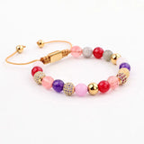 CZ Pave Ball Natural Stone Macrame Bracelet Women Gift
