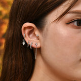 CZ Zircon Crystal Hoops Set Earrings Chain Brincos