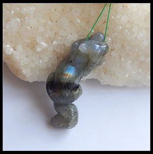Wolf Labradorite Necklace Pendant, Natural Stone Jewelry