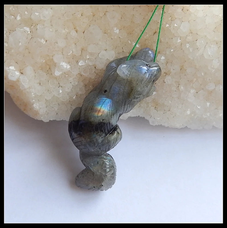 Wolf Labradorite Necklace Pendant, Natural Stone Jewelry
