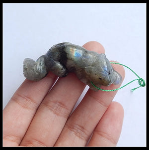 Wolf Labradorite Necklace Pendant, Natural Stone Jewelry