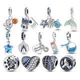 Silver Moon Star Heart Bone Charm Bead for Bracelet Gift DIY Making