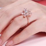Butterfly Crystal Zircon Rose Ring for Women
