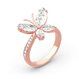 Butterfly Crystal Zircon Rose Ring for Women