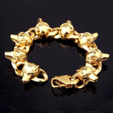 Christmas Wolf Bracelet Men Titanium Stainless Cuban Chain Punk Style