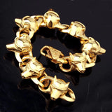 Christmas Wolf Bracelet Men Titanium Stainless Cuban Chain Punk Style