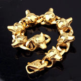 Christmas Wolf Bracelet Men Titanium Stainless Cuban Chain Punk Style