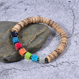 Coconut Shell & Jasper Chakra Bracelet Unisex
