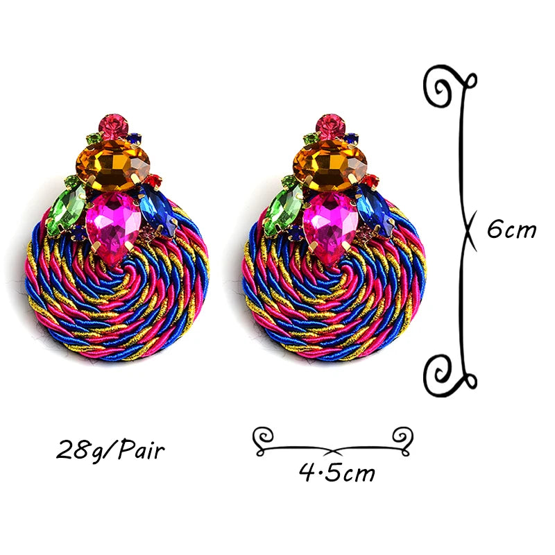 Crystal Round Earrings Rhinestone Jewelry Accessories For Women