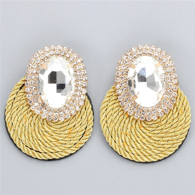 Colorful Crystal Round Earrings High Statement Rhinestone Jewelry
