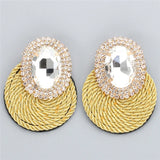 Colorful Crystal Round Earrings High Statement Rhinestone Jewelry