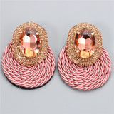 Colorful Crystal Round Earrings High Statement Rhinestone Jewelry