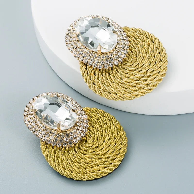 Colorful Crystal Round Earrings Statement Jewelry