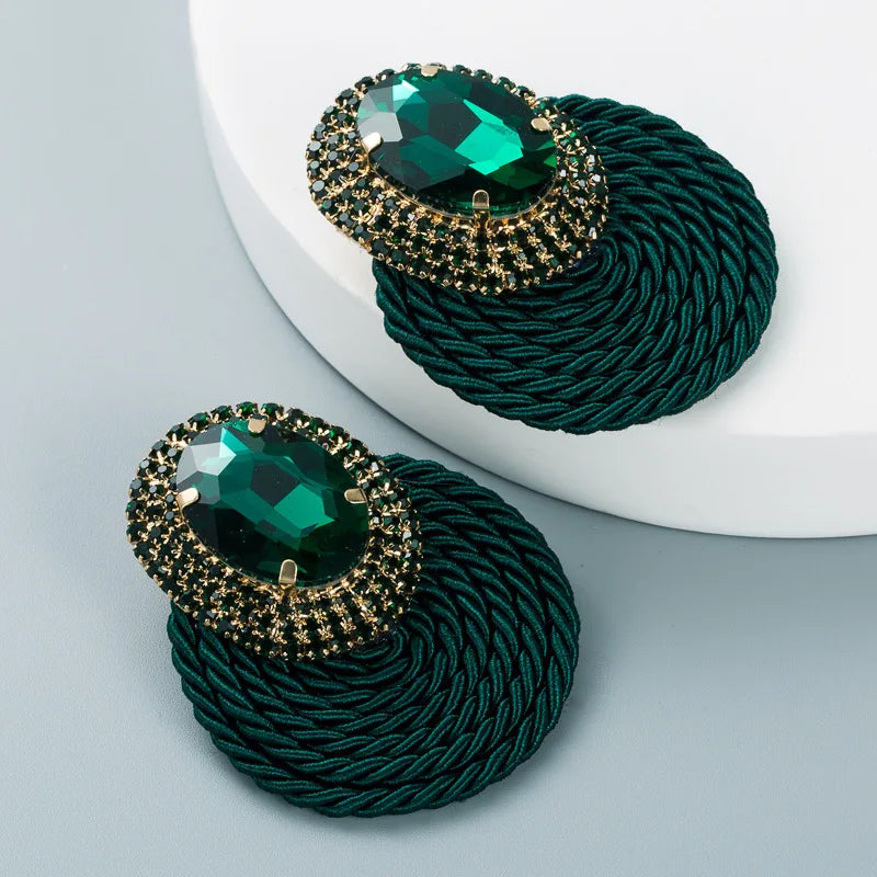 Colorful Crystal Round Earrings Statement Jewelry