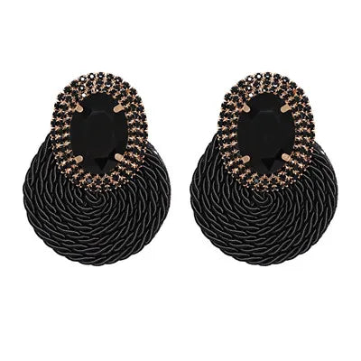 Colorful Crystal Round Earrings High Statement Rhinestone Jewelry