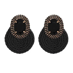 Colorful Crystal Round Earrings High Statement Rhinestone Jewelry