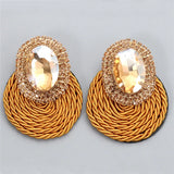 Colorful Crystal Round Earrings High Statement Rhinestone Jewelry