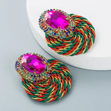 Colorful Crystal Round Earrings Statement Jewelry