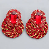 Colorful Crystal Round Earrings High Statement Rhinestone Jewelry