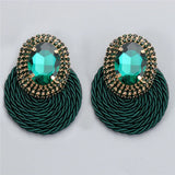 Colorful Crystal Round Earrings High Statement Rhinestone Jewelry