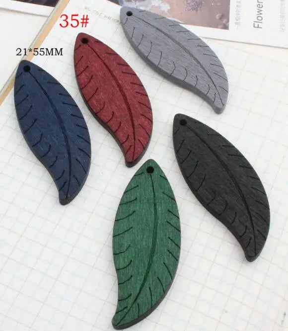 Colorful Leaf/Round/Rectangle Wood Beads for DIY Jewelry