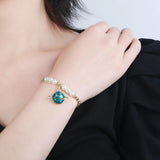 Copper Beads Pearl Bracelet Charm Bracelet Wedding Jewelry