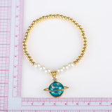 Copper Beads Pearl Bracelet Charm Bracelet Wedding Jewelry
