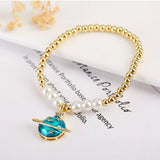 Copper Beads Pearl Bracelet Charm Bracelet Wedding Jewelry