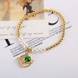 Copper Beads Pearl Bracelet Charm Bracelet Wedding Jewelry