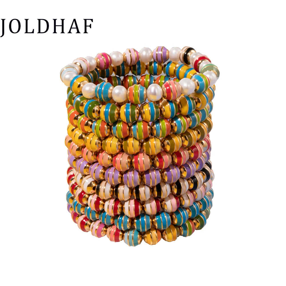Colorful Round Beads Bracelet Bohemain Enamel Jewelry Gift