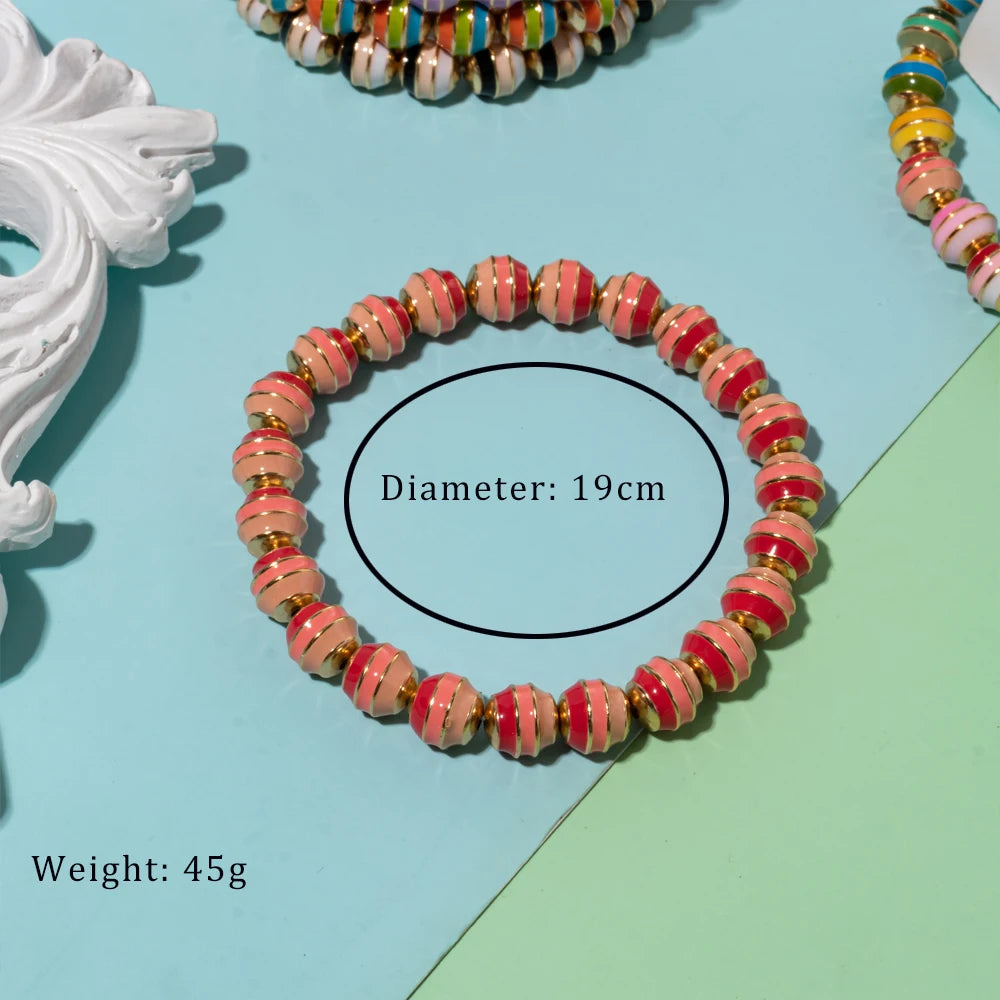 Colorful Round Beads Bracelet Bohemain Enamel Jewelry Gift