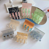 Stylish 6.8CM Double Colorful Acetate Hair Claw Clip for Women Girls